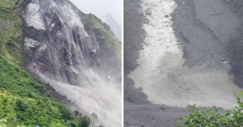 पहिरोले दार्चुलामा आंशिक थुनियो चौलानी नदी