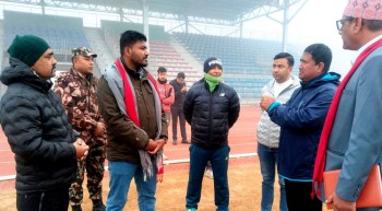 खेलकुद मन्त्री गुप्ता नेपालगन्जमा, रंगशाला निरीक्षण